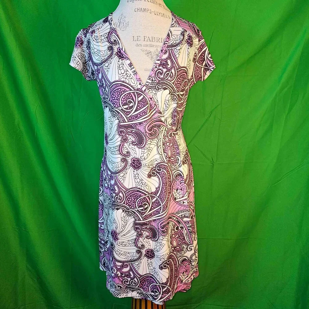 Athleta Womens Purple Floral Wrap Dress Small
